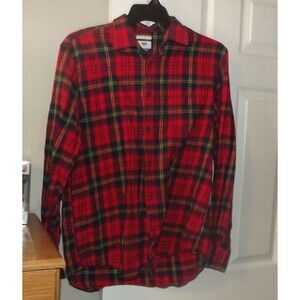 OLD NAVY Mens Classic Regular Fit Button Down Shirt Yellow Red Plaid Large